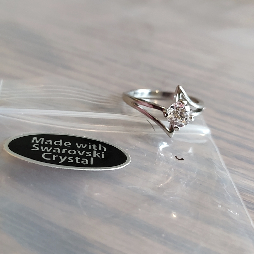 Clear Swarovski Crystal Ring, Sz 5.75 & 7